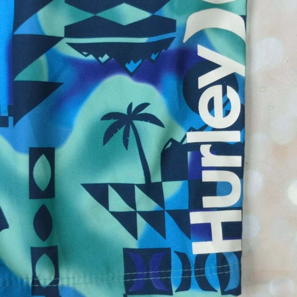Hurley Mens 18 29 Graphic Swim Trunks Blue Green Board Shorts New